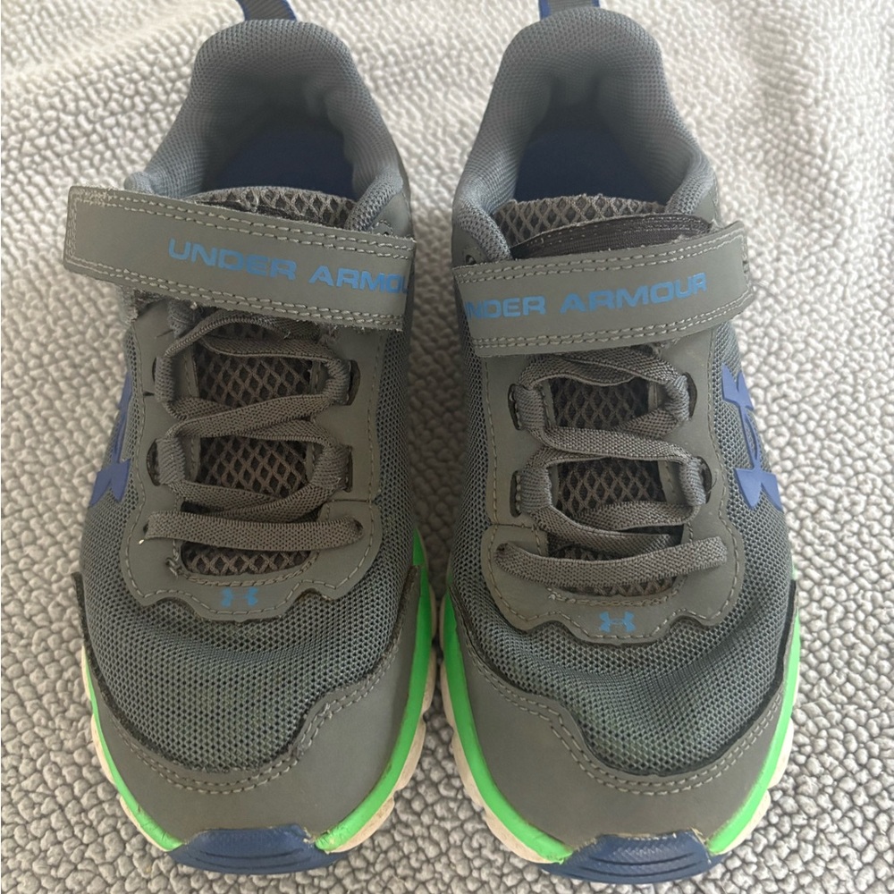 Under Armour Kids Sneakers - Gray and Blue with Green Accents
